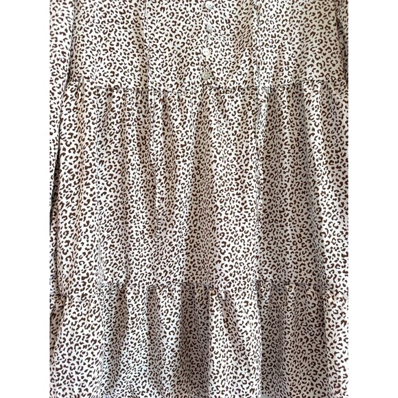 Gaovot Long Sleeve Animal Print Babydoll dress Vneck Tiered NWT Women's LARGE - Picture 6 of 9